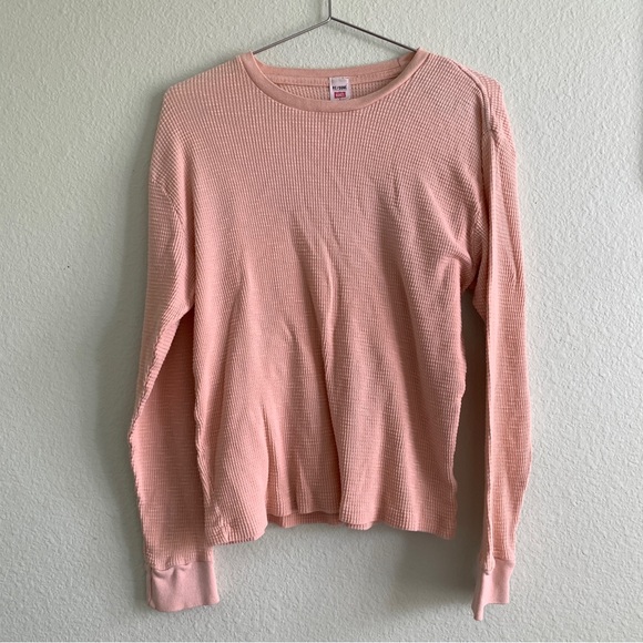 RE/DONE thermal long sleeve casual tee shirt top cotton peach Small - Picture 2 of 6